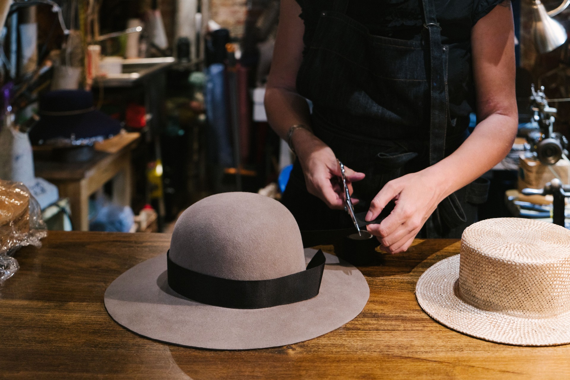 Milliner creating hats